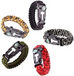 Outdoor Bracelets | Set of 5 | Bracelet with Rope, Tactical Bracelet, Compass, Emergency Whistle Hiking Traveling Camping Gear Kit