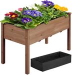 Yaheetech 1pc Raised Garden Bed 48x24x30in Elevated Wooden Horticulture Planter Box with Legs Standing Growing Bed for Gardening/Backyard/Patio/Balcony, Dark Brown