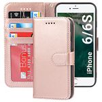 ELTEKER Phone Case Compatible with iPhone 6/6S Case Wallet,Premium Leather Flip Kickstand Women Wallet Case with Card Holder for iPhone 6/6S - Rose Gold