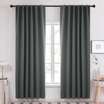 Deconovo Grey Blackout Curtains Room Darkening Rod Pocket and Back Tab - (52x84 Inch, Dark Grey, 2 Panels), Thermal Insulated Blackout Curtains for Bedroom