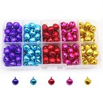 300PCS/Box Colorful Jingle Bells，Small Mini Bells Metal Bells DIY Craft with Storage Box in 5 Colors for Christmas, Festival Party Decorations and Jewelry Making