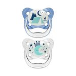 Dr Brown's Natural Flow Cotton Prevent Glow in The Dark Butterfly Shield Soother for Infant - Stage 2, Blue, Pack of 2, 6M to 18M