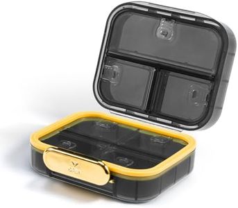 Odaro Travel Pill Oraganizer, Small Medicine Pill Organizer for Purse, Portable Daily Pill Box， Compact Moistureproof 7 Compartments Pill Case for Vitamin and Supplements - Black