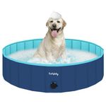 furrybaby Dog Pool, Durable Dog Paddling Pool with Quick Drainage Hole, Foldable and Non Inflatable, Thickened Kids Paddling Pool Large for Garden Baby Pet Puppy Cat Bath (Navy 120cm)