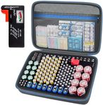 Battery Organizer Storage Holder Case Box with Tester Checker BT-168. Holds 225 Batteries AA AAA C D Cell 9V 3V Lithium (Blue)