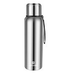 Insulated Vacuum Thermo Bottle 33oz with Cup lid Leakproof Stainless Water Flask for Coffee hot and Cold Drink.(Silver,1000ml)