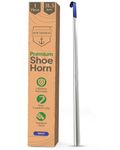 HOUNDSBAY Great Dane 31.5" Extra Long Handled Metal Shoe Horn with Comfort Grip (Navy Blue)