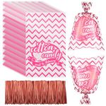 Zhanmai 200 Pcs 18.5 x 11.5 Inch Cotton Candy Bags with Ties Large Bags for Cotton Candy with Print for Carnival Party Favor Kitchen Birthday Snacks Supplies, Pink