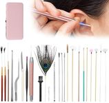 Ear Wax Removal Tool, 23psc Spiral Ear Pick Sets Double Ended Ear Scoop Spoon Ear Care Supplies for Woman Man Earwax Removal Ear Cleaning Tools Set(23 Pieces of Cherry Powder Ear Picking Set)