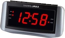 HANNLOMAX HX-117CR Alarm Clock Radio, PLL AM/FM Radio, 1.2" Red LED Display, Dual Alarm, Alarm Wake Up to Radio or Buzzer (Grey)