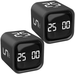 Rotating Productivity Timers 5/25/10/50, Desk Flip Timer for ADHD, 2 Black