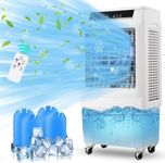 Evaporative Air Cooler, Towallmark 3000CFM Swamp Cooler With Remote Control and 12H Timer, 4 Ice Packs, 3 Modes & Wind Speeds for Outdoor Indoor Use, 10.3 Gallon