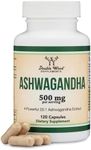 Ashwagandha Capsules, 120 Count (500mg Extract 20:1 Potency, Equivalent to 10,000mg Powder) Adaptogen Stress Relief by Double Wood