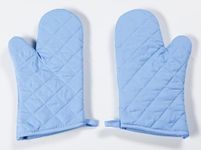 Home Beyond & HB design - Quilted Oven Mitts Set - Cotton Quilted Kitchen Oven Gloves - Heat Resistant Machine Washable - Blue