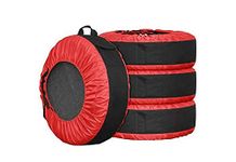 UCARE Tire Tote Cover Set of 4 Adjustable Waterproof 30in Tire Covers Protection Covers Seasonal Wheel Felts and Tire Rim Storage Bag for Car Off Road Truck (Red)