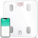 FITINDEX Smart Scale for Body Weight, Digital Bathroom Scale BMI Body Fat Scale Bluetooth Weighting Health Monitor, Accurate Body Composition Analyzer, 400lb, White