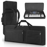 XIDIHF 61 Keys Keyboard Case Portable Electric Piano Keyboard Gig Bag with Handles and Adjustable Backpack Straps 600D Oxford Cloth with 4-Pocket Padded Keyboard Case (40.6''x6.1''x17''),Black