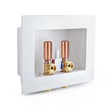 Highcraft TC200-SI Washing Machine Outlet Box Dual Drain Assembled with 1/2'' Press Valves and Hammer Arrestors White ABS