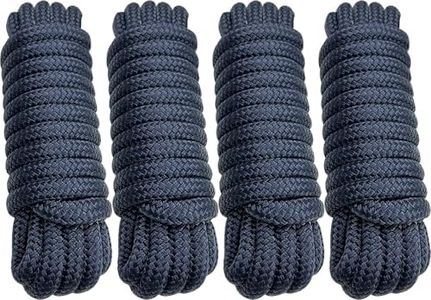 Dock Lines 5/8 Inch x 20 ft Double Braid Nylon Boat Dock Line with a 15" Eye, Easy to Handle Boat Ropes for Docking, Marine Grade Boat Lines, Boating Accessory - Navy Blue, 4 Pack