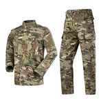 LNFINTDO Men's Military Suit Long Sleeve Jacket and Camouflage Trousers Set Camo Woodland Hunting Uniform War Game Paintball Shooting