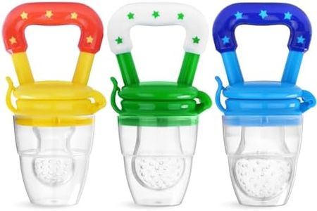 Vicloon Ciuccio per Alimenti Neonati, 3 Pezzi Ciuccio Frutta Neonati con 3 Ciuccio in Silicone(3 Taglie Differenti), Ciuccio Frutta per Bambini per Alleviare il Dolore allo Tempo, Senza BPA, 3 Colori