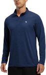 TBMPOY Men's Hiking Shirts 1/4 Zip Running Sun Protection Pullover Long Sleeve UPF 50+ Lightweight Fishing Rash Guard, Navy Blue