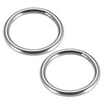 sourcing map 201 Stainless Steel O Ring 40mm(1.57") Outer Diameter 4mm Thickness Strapping Welded Round Rings 2pcs