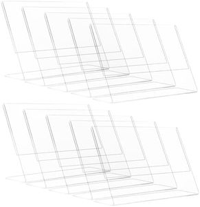 HESIN 10 Pack of Acrylic Sign Holder 5x3.5 Acrylic Store Price Tag Rack with Slant Back for Notice, Info, Menu, Price Sheet, Photo, or Any Literature (10 Pack)