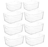 8PCS Clear Plastic Organiser Storage Versatile Kitchen Organiser Tray for Desk, Makeup, Bathroom, Kitchen Pantry Cabinet