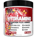 Evlution Nutrition HYDRAMINO Complete Hydration Multiplier, All 6 Electrolytes, Vitamin C & B, Fluid Boosting Aminos, Coconut Water, Recovery, Antioxidants, 30 Servings (Fruit Punch)