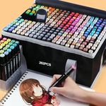 BIGTHUMB Alcohol Markers for Kids, Artist Graphic Markers Dual Tip Art Markers for Drawing Coloring Marking Out Card Making, Student, Toddler, Beginners (262)