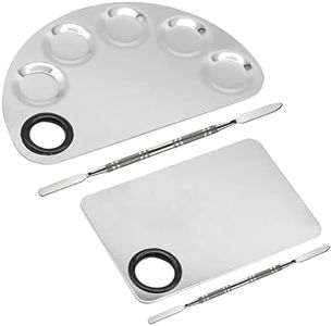 MEIYIDAY Paleta Maquillaje Acero Inoxidable 2 Piezas Paleta Cosmética para Mezclar Pigmentos Paletas de Maquillaje Profesional con Espátula para Mezclas Juego de Cosméticos y Diseño de Uñas