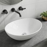 Home Supplies Ceramic Cloakroom Basin Hand Washing Sink, Modern Design Gloss White Countertop Basin Cloakroom Sink for Bathroom Lavatory, Vanity Cabinet. (145x330x405mm(HxWxD))