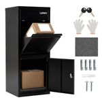 COSTWAY Large Outdoor Package Delivery Box with Anti-Theft Design, Lockable Door, and Weatherproof Galvanized Steel for Home, Porch, Curbside, Black