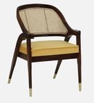 Quick Artsy Wooden Rattan Chandigarh Wicker Cane Arm Chair - Natural Cane Woven Back and Seat, Perfect for Living, Dining, Bedroom (Brown, Customizable) (D Walnut)