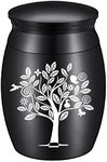 CREATCABIN Urn Mini Tree of Life Birds, Heart, Pet Ash, Small Keepsake, Waterproof, Stainless Steel, Cremation Container, Glass, 30 x 40 mm, Black