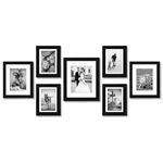 Americanflat 7 Piece Gallery Wall Frame Set in Black - One 11x14 Frame, Two 8x10 Frames, and Four 7x5 Frames - Collage Photo Frames for Wall with Horizontal and Vertical Formats for Wall and Tabletop