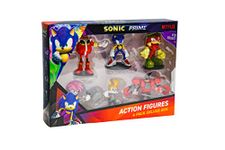 BANDAI Sonic Prime Action Figures 6 Pack Set 1 | 6 7.5cm Sonic The Hedgehog Articulated Figures Based On The Sonic Prime Netflix TV Show | Sonic Toys Make Great Gaming Merchandise For Adults And Kids