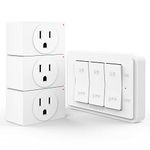 Fosmon Wireless Remote Control Electrical Outlet Switch (3 Pack) - ETL Listed, (15A, 125V 1875W) Remote Light Switch Outlet Plug with Braille (On/Off) Mark for Lamp, Lights, Fans, Expandable