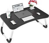 VLikeze Laptop Bed Table, Portable Bed Desk for Laptop, Foldable Laptop Lap Desk with Cup Holder Laptop Stand Breakfast Tray for Bed,Sofa,Writing,Eating,Watching-Black