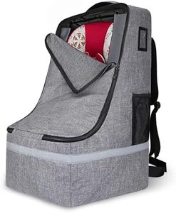 LARIPOP Car Seat Travel Bag for Airplane,Infant Seat Travel Bag with Shoulder Strap,Padded Car Seats Backpack with Reflective Stripes,Large Carseat Carrier Bag Travel Car Seat Cover,Grey