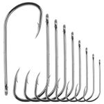 Baitholder Fishing Hooks, 80pcs Barbed Bait Holder Hooks Long Shank J Hooks Offset Black Carbon Steel Jig Fishing Hooks for Saltwater Freshwater Size 4-6/0