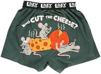 Lazy One Funny Animal Boxers, Humorous Underwear, Novelty Boxer Shorts, Gag Gifts for Men, Who Cut the Cheese Grey Boxers, Medium