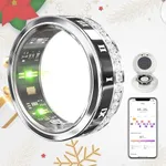 GANSI Smart Ring Fitness Tracker Ring - Health Sleep Heart Rate Blood Oxygen Blood Pressure Tracker,Fashionable Diamond Style,IP68, Compatible with iOS,Android, Remote Photograph, Family Care(11#)