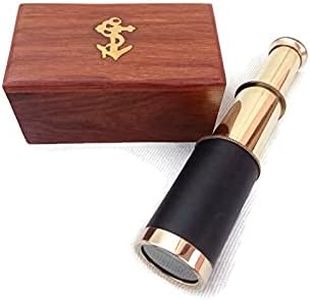 6" Brass Telescope with Wooden Box Vintage Mini Handheld Spyglass Nautical Marine Small Brass Telescope Pirate Navigation Collectible Pocket Spy Glass Ship Telescope for [Kids and Children]