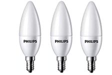 Philips 4-Watt 400-lumen Frosted Candle E14 Base (Cool White, Pack of 3) - Decorative, Ambience for Chandeliers, Wall lights, Desk lamps, Floor lamps