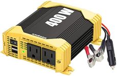 Krieger 400 Watt 12V DC to 110V AC Car Power Inverter, Modified Sine Wave, 2 Outlets, 2 USB Ports, Cigarette Lighter Plug & Clamps - ETL Approved Under UL STD 458
