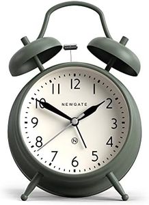 NEWGATE® Classic Twin Bell Alarm Clock - The Covent Garden Metal Alarm Clock - Bedroom Accessories - Desk Accessories - Bedside Alarm Clock - Retro Alarm Clock - Traditional Alarm Clock - Green