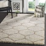 zeff Enterprises Polyester Anti Slip Modern Fluffy Fur 3D Shaggy, Rug/Carpet for Living Room, Bedroom (Ivory baige minder, 4x6 feet 48x72)