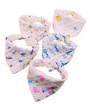 BabyGo Baby Bandana Bibs Apron with 2 Snap Buttons For Drooling Teething Feeding Super Absorbent 100% Organic Cotton For Boys and Girls Set of 5 Pieces-(Random Color)